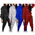 2021 Wholesale women casual plus size sweatsuits pocket solid fashion track suit 2 two piece jogger pants sets fall outfits